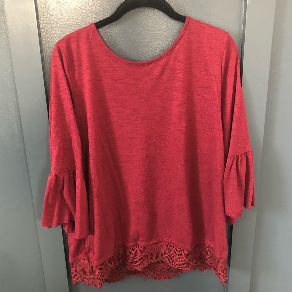 Burgundy LC Lauren Conrad Bell Sleeve Top